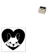 Black Heart Simple French Bulldog Rubberstempel (Gestempeld)