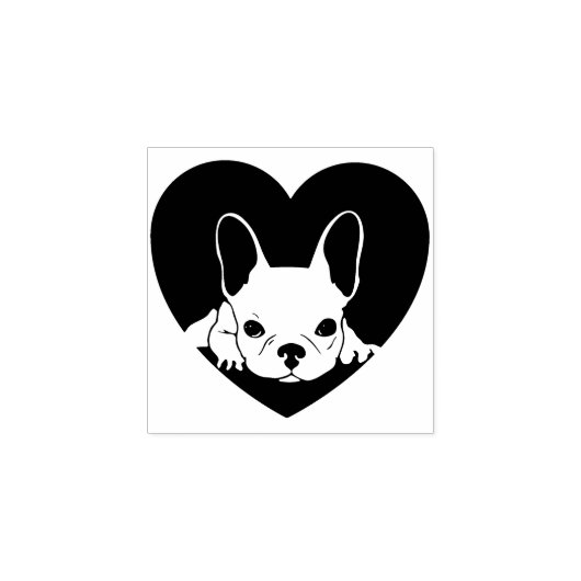 Black Heart Simple French Bulldog Rubberstempel (Afrduk)