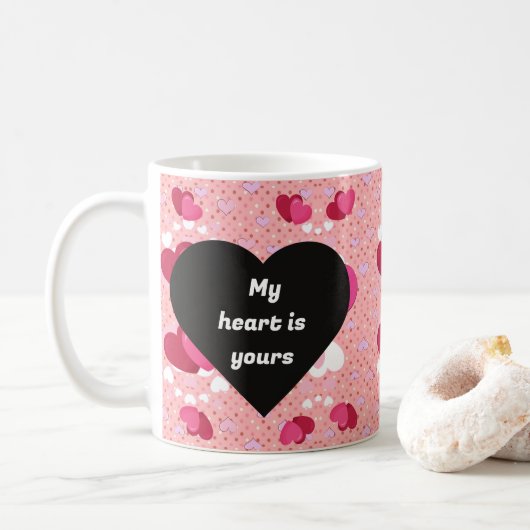 black heart vibrant romantic wallpaper koffiemok (Met donut)