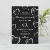 Black Hearts bubble bruiloft Jubileum Kaart (Staand voorkant)