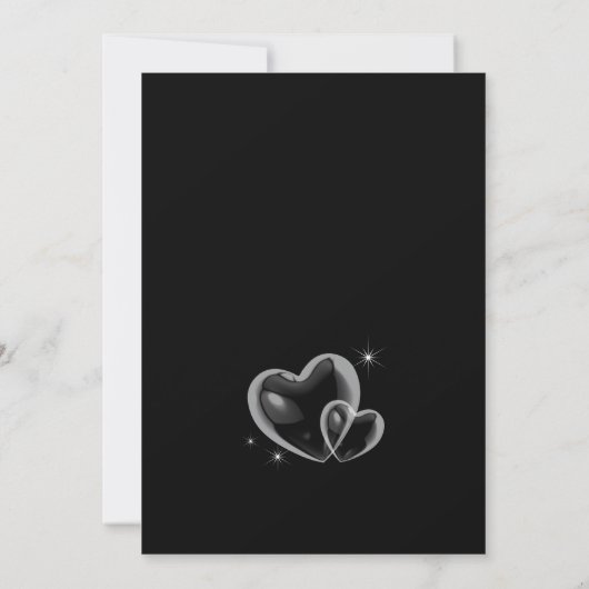 Black Hearts bubble verjaardag Uitnodiging (Achterkant)