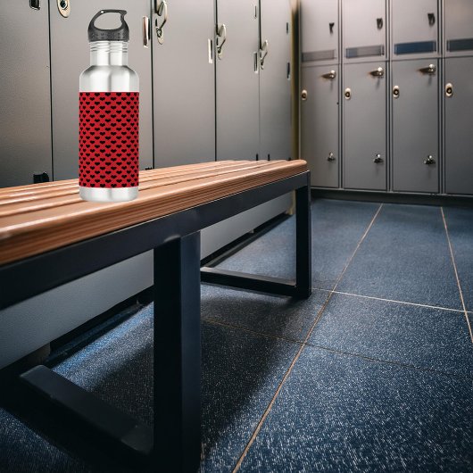 Black Hearts Patroon Rode achtergrond Waterfles