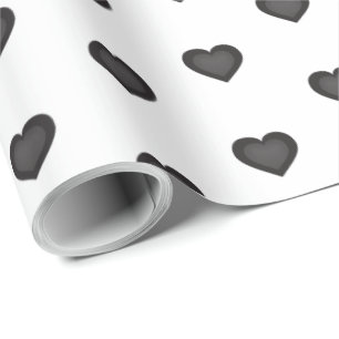 Black Hearts Pattern Cadeaupapier