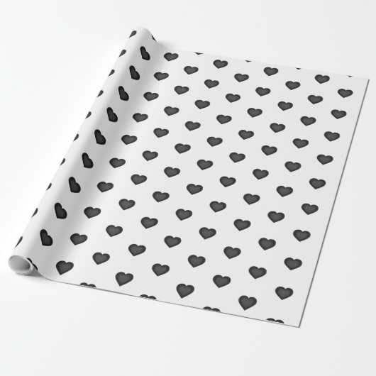 Black Hearts Pattern Cadeaupapier (Uitgerold)