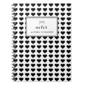 Black Hearts Pattern Gepersonaliseerd Notitieboek (Voorkant)