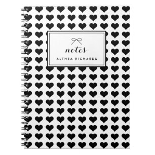 Black Hearts Pattern Gepersonaliseerd Notitieboek