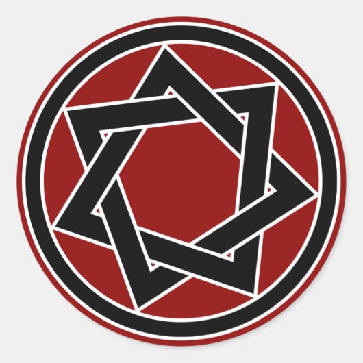 Black Heptagram Ronde Sticker (Voorkant)