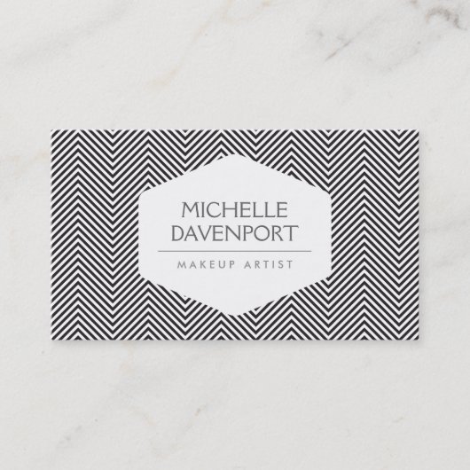 BLACK HERRINGBONE PATTERN Designer Visitekaartje (Voorkant)