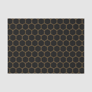Black Hexagon Pattern in Gold Glitter Lijst Tissuepapier