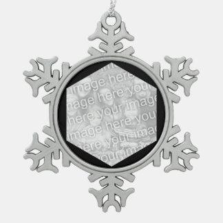 Black Hexagon Photo Border Tin Sneeuwvlok Ornament