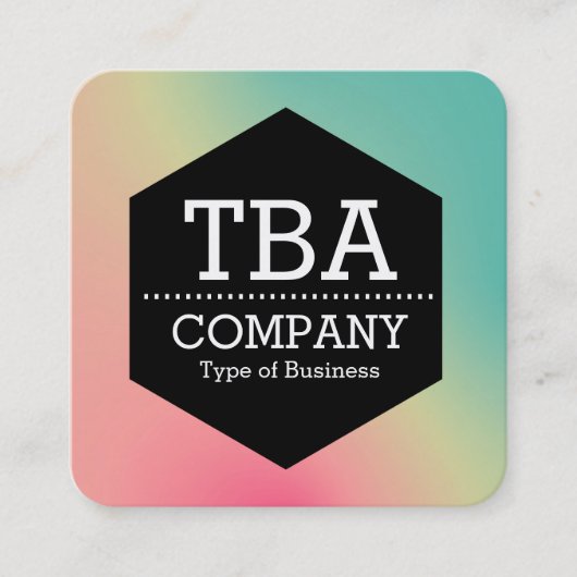 Black Hexagon - Soft Gradient Square Business Car Vierkante Visitekaartje (Voorkant)