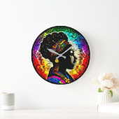 Black Histoire mois mignon mur femme horloge (Maison)