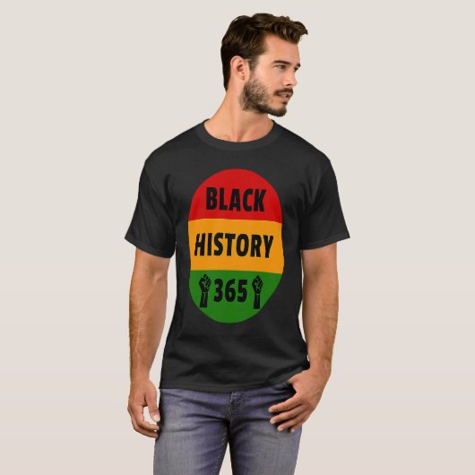 Black History 365 Power Fist Artwork T-shirt (Voorkant volledig)