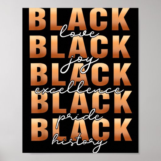 Black History Black Love Joy Exellence Pride Melan Poster (Voorkant)