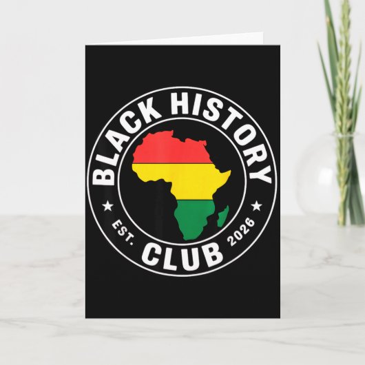 Black History Club Opgericht 2026 Afrika Trots Voo Kaart (Voorkant)