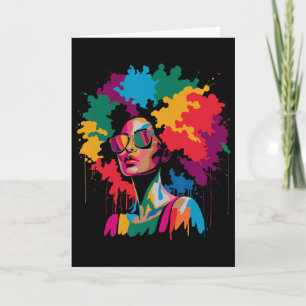Black History Month Afro Melanine Druppelende Zwar Kaart