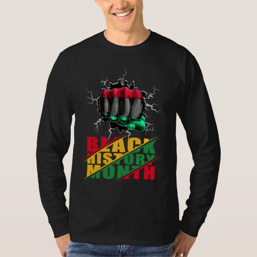 Black History Month BHM Afro Pride Hand Fist Black T-shirt (Voorkant)