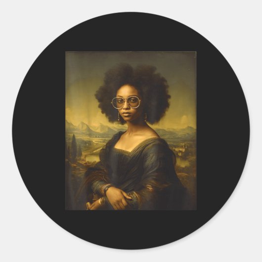 Black History Month Black Mona Lisa African Americ Ronde Sticker (Voorkant)