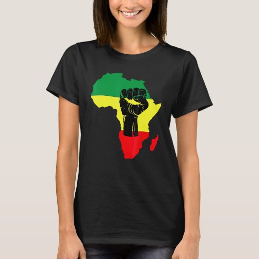 Black History Month Celebration African Map Fist T T-shirt (Voorkant)