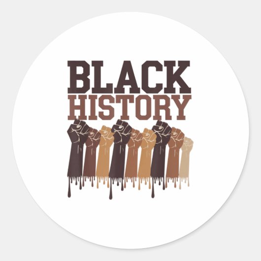 Black History Month Hands Symbol Afro Motivation  Ronde Sticker (Voorkant)