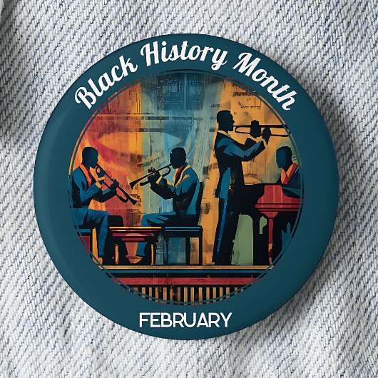 Black History Month Jazz Band Pinback Button
