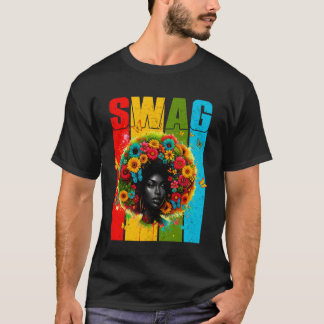 Black History Month Melanin Queen Floral Afro Wome T-shirt