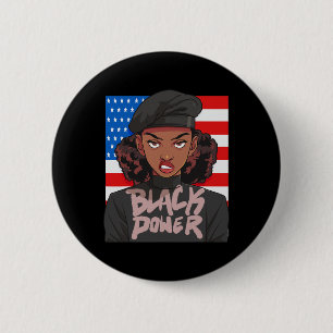 Black History Month Panther Party Afro Hair Vereni Ronde Button 5,7 Cm