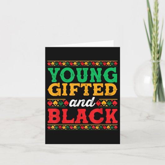 Black History Month Shirt Young Gifted en Black J Kaart (Voorkant)