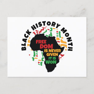 Black History Month Vrijheid wordt nooit gegeven,  Feestdagenkaart