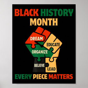 Black History Month Vuistpuzzel Elk Stuk Poster