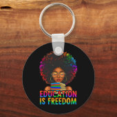 Black History Onderwijs Is Vrijheid Boeken Leraar  Sleutelhanger (Voorkant)