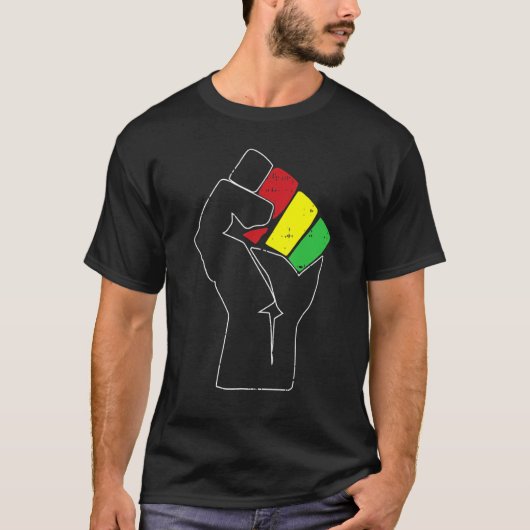Black History Power Fist Africa Flag African Ameri T-shirt (Voorkant)