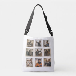 Black history stamps crossbody tas