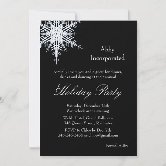 Black Holiday Offset Snowflake Invitation (corp) (Devant)