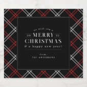 Black Holiday Plaid Christmas Likeurfles Etiket (Enkel label)