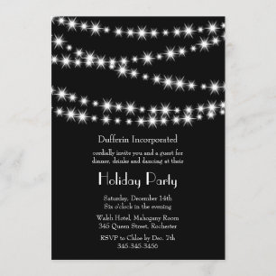 Black Holiday Twinkle Lights Invitation (corp) Kaart