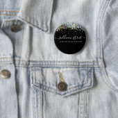 Black Holographic Glitter Business Ronde Button 5,7 Cm (In situ)