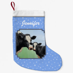 Black Holstein Koe & Cute Calf Kleine Kerstsok