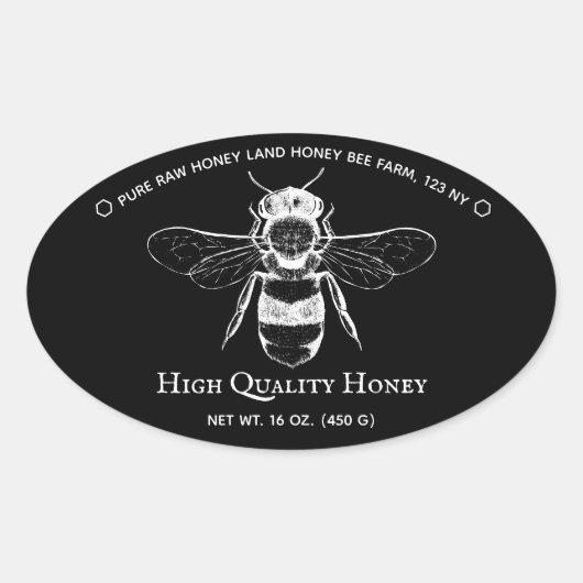 Black Honey Jar Boho Beekeeper Ovale Sticker (Voorkant)
