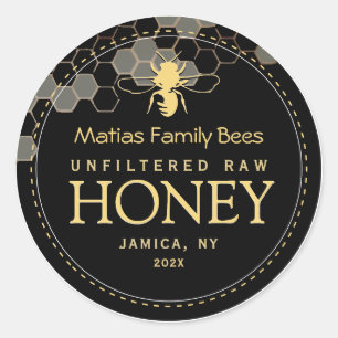 Black Honey Label met gestileerde bij en honingraa