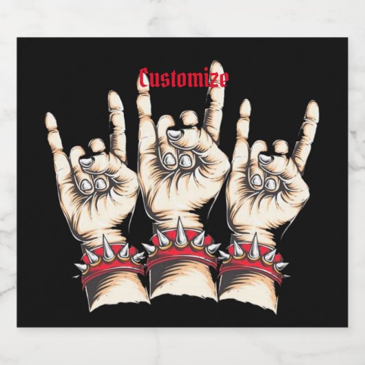 Black Horns up Bier Etiket (Enkel label)