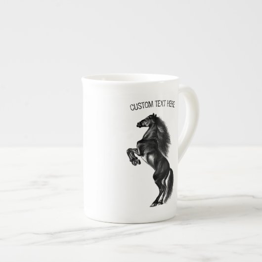 Black Horse Bone China Mok Gift met aangepaste tek (Voorkant rechts)