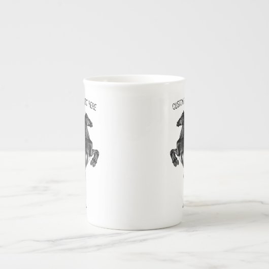 Black Horse Bone China Mok Gift met aangepaste tek (Voorkant)