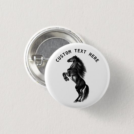 Black Horse Button Gift met aangepaste tekst (Voorkant /achterkant)