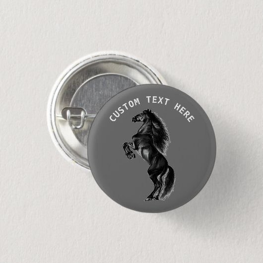 Black Horse Button met aangepaste tekst en kleur (Voorkant /achterkant)