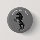 Black Horse Button met aangepaste tekst en kleur (Voorkant)