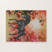 Black Horse Flowers Fantasy Art Legpuzzel (Horizontaal)