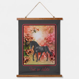 Black Horse Flowers Fantasy Art op maat Hangend Wandkleed