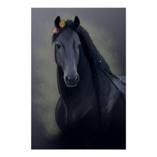 Black Horse Friesian - Poster (Devant)