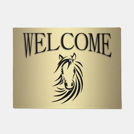 Black Horse Gold Welcome Mat (Voorkant)